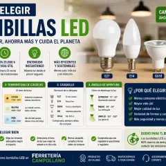Guía para elegir bombillas LED: tipos, lúmenes, temperatura de color, casquillo y ángulo de apertura. ¡Ahorra energía y cuida el planeta!