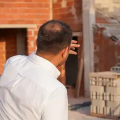 Un arquitecto supervisa la construcción de una casa, evaluando cuánto vale un arquitecto para construir una casa.