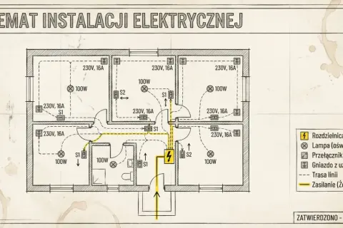 Esquemas eléctricos de viviendas: plano de instalación eléctrica de una casa con distribución de luces, enchufes y cableado.
