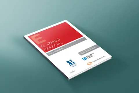 Libro "El visado colegial" de Luis Calvo Sánchez, con logos de Unión Profesional y Thomson Reuters.