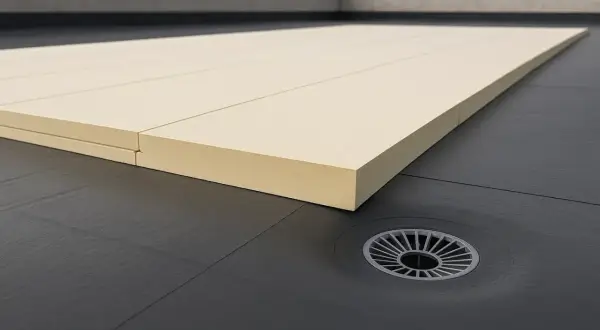 Aislamiento sobre membrana impermeable en cubierta invertida, mostrando la diferencia con una cubierta tradicional.