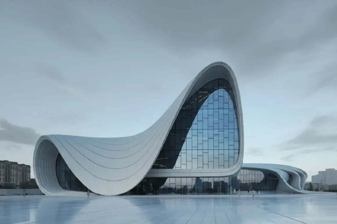 Edificio moderno con formas curvas y fluidas, un ejemplo de ia arquitectura contemporánea.