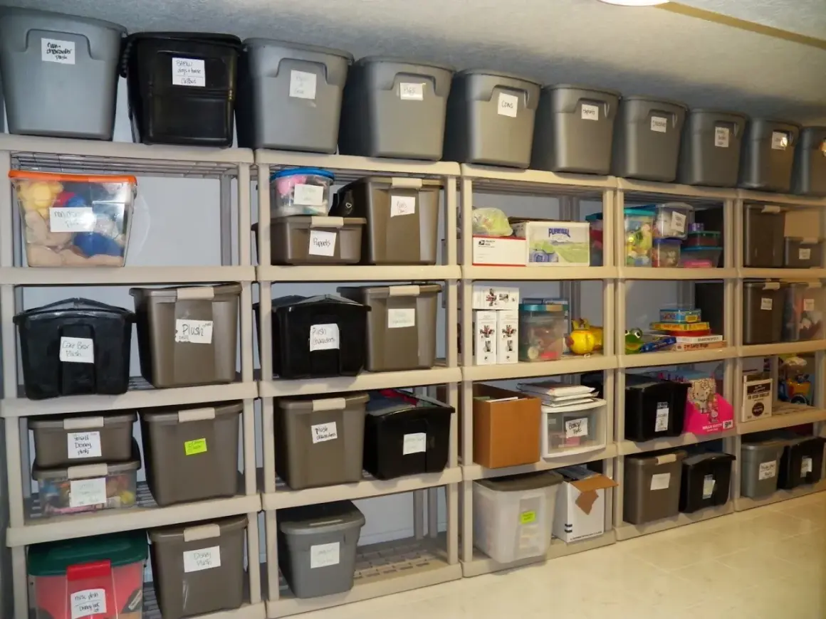 Estanterías llenas de cajas organizadas, un ejemplo perfecto de como organizar un trastero.